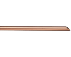 Hårdt kobberrør på 5 meter med en diameter på 54 mm og 1,5 mm godstykkelse, vist i et lige stykke med skråt afskåret ende.