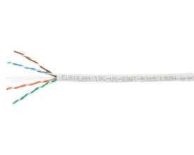 Eurolan C6 UTP Dca netværkskabel, hvidt halogenfrit LSZH kabel med fire snoede par indeni.