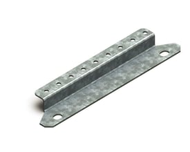 Eldon bundprofil H/B 150 i galvaniseret stål med mange monteringshuller, isoleret på hvid baggrund.