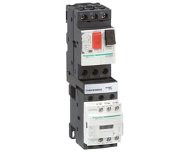 Schneider Electric TeSys GV2 kombistarter med magnetisk og termomagnetisk motorværn, justerbar 2,5-4A, 230VAC og kontaktor monteret.
