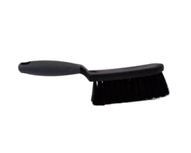 Roliba støvkost i sort plast med et ergonomisk soft-grip håndtag og sorte hestehårs børster.