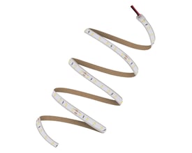 Ledvance Value Flex Protect IP65 LED-bånd med 24V og 4000K, vist snoet med brun bagside og et tilslutningskabel for enden.