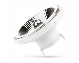Hvid SpectrumLED LED-spot i AR111-form set skråt forfra med reflektor og G53-fatning, 15 W og 3000 K.