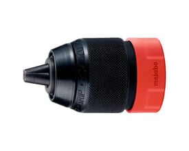 Metabo Futuro S1M Quick-borepatron med sort riflet greb og rød lynskiftemuffe til bor med spændevidde 1,5-13 mm.