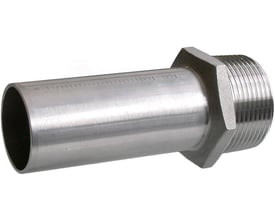 Unico Overgangsnippel SF 28-1'' press i rustfrit/syrefast stål med 28mm rørdimension og 1'' udvendigt gevind.