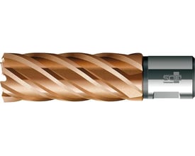BDS KBL-VP VarioPlus-kernebor i HSS med kobberfarvet belægning og 19 mm Weldon-skaft, 38 mm i diameter.