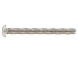 M5X60 ISO 7380 rustfri skrue med pin Torx-dreven knaphoved, isoleret på hvid baggrund.