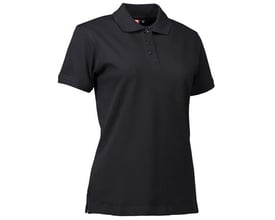 ID Identity klassisk sort dame polo i stretch piquékvalitet med tre tone i tone-knapper på stolpen.