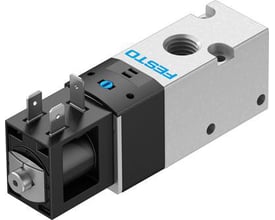 Festo magnetventil VUVS-LK25-M32C-AD-G14-1B2-S, grå metal og sort plast, med synlige elektriske stik og mærkning.