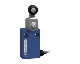 Telemecanique Sensors XCMH2115L3 miniature-endestopafbryder med blåt hus, rullehåndtag og 3 meter kabel.