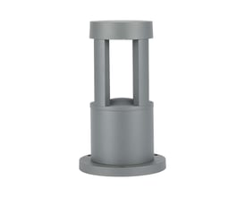 V-TAC 10W LED væglampe i gråt aluminium med et cylinderformet base og et åbent, firkantet topdesign, isoleret på hvid baggrund.