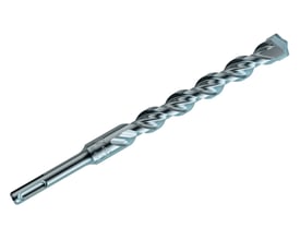 Thürmer hammerbor med SDS-plus-fæste og to skær, vist skråt med spiralbor og borehoved; Ø6,5 mm.