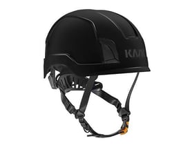 Sort Kask Zenith X sikkerhedshjelm med justerbar hagerem og firepunktslukning, set skråt forfra.