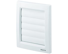 Nærbillede af Maico Modtryksjalousi AP100, hvid, 150x150mm, med horisontale lameller.