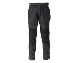 Mascot Customized 22479-230, sorte letvægts stretch bukser med CORDURA® knælommer og forstærkninger, vist på hvid baggrund.