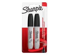 Sharpie Permanent Marker med skrå spids, sort, leveres i 2-pak på blisterpakke.