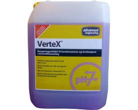 5 liter VerTex VP universal rengøring i lilla plastikbeholder med gul mærkat, der angiver "Koncentrat" og "pH 7".