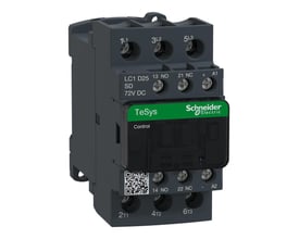 Schneider Electric TeSys D kontaktor, 25A, 3-polet med 1 NO og 1 NC kontakt, 72V DC spænding.