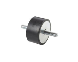Vibrationsdæmper type A med 20mm diameter og 10mm højde, elforzinket stål og M6 gevind på isoleret baggrund.