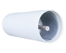 FireFree Trækrør+ Ø90 x 400 mm med isolering, designet til brandbeskyttelse i vægge og dæk.