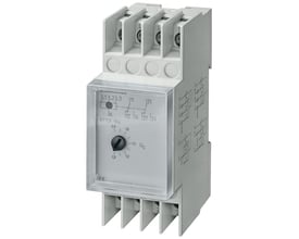 Siemens 5TT3 spændingsrelæ med 2 CO kontakter, 230V, 0,9/1,3 asym overvågning og transparent hætte.