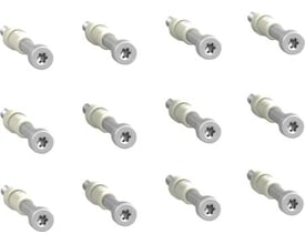 Oversigt over 12 stk. knækbolte til Schneider Electric NSX100-250, vist på hvid baggrund.