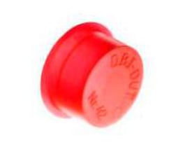 Rød DBI Plastics DBI-dut nr. 97 Universal Protector 0808 med rund front og cylindrisk form.