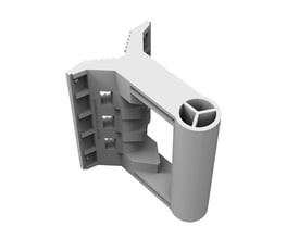 MikroTik QME Quickmount Extra er et hvidt vægbeslag til ekstra store antenner, vist skråt forfra med drejeled.