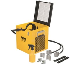 Rems Frigo 2 F-Zero indfrysningsapparat i gul med tilbehør som sprøjteflaske, indfrysningshoveder og digital termometer.