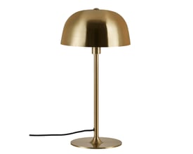 Produktbillede af Nordlux Cera messing bordlampe isoleret på hvid baggrund, viser lampehøjde og diameter.