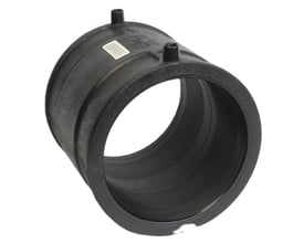 Sort el-muffe til 315mm rør med SDR 17 og PN 10bar trykværdi, vist på hvid baggrund.