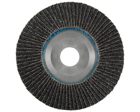 Bagside af Tyrolit lamelslibeskive med ZA120T-B korn og robust konstruktion, klar til brug.