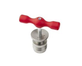 Roth kalibreringsværktøj til 40mm Alupex rør med rødt plasthåndtag og metalhoved med påskriften PressCheck Roth 50.