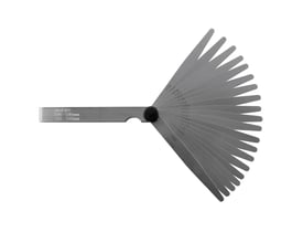 Diesella søgerblade 0,05-1,00 mm, 13 blade i konisk form med forniklet holder, set fra venstre.