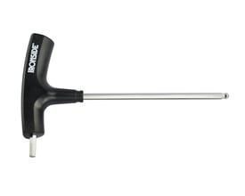 Ironside T-unbrakonøgle på 4 mm og 113 mm set fra siden med sort greb og kugle på det lange blad.
