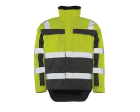 Mascot Teresina pilotjakke i gul og grå med reflekser, 5XL, med høj krave og lynlåse.