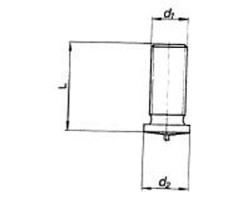 Teknisk tegning af M8x20 A2 ISO 13918 svejsebolt i rustfrit stål med udvendigt gevind, viser dimensioner L, d1 og d2.