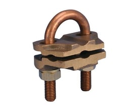 Jording stang klemme U-bolt i bronze med kobber detaljer, egnet til 5/8"-1" jordspyd.