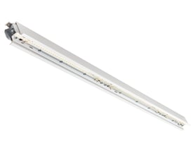 SG Armaturen Lineal Recessed 1400 projektør, hvid, 2320lm, 3000K, med synlige LED-strips og monteringsbeslag.