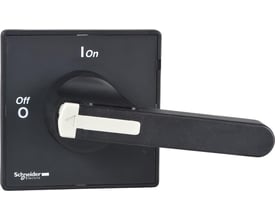 Schneider Electric sort drejegreb 90x90mm med 'Off' og 'On' markeringer, designet til Vario V5-V6 lastadskillere.