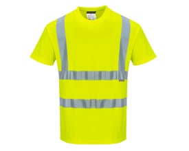 Portwest S170 High-Vis T-shirt i gul, str. 3XL, med synlige reflekterende bånd på bryst og ærmer.