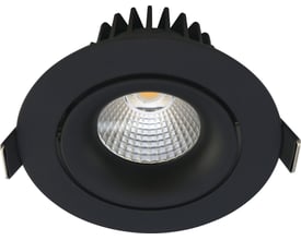 Nordtronic Velia Tilt LED indbygningsspot i mat sort finish med 30 graders kipfunktion og indbygget lyskilde.