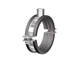 Flamco BSI rørbøjle med lyddæmpende gummi til 62-67 mm rør og M8/M10 gevindtilslutning.