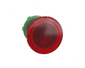 Schneider Electric paddetrykhoved ZB5 med 40mm diameter, rød tryk/drej funktion og klar LED-linse.