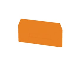 Weidmüller endeplade ZAP/TW ZDU16OR i orange polyamid med en indgraveret rektangulær markering.