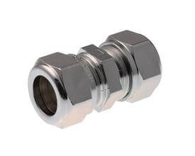 VSH kompressionskobling i forkromet messing med 12 mm diameter, ideel til vand-, varme- og gasinstallationer.