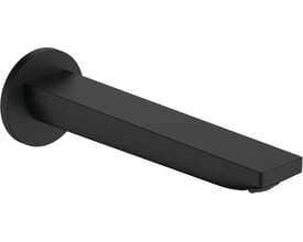 Hansgrohe Rebris E kartud i mat sort med 200 mm fremspring og G ½ tilslutning, vist isoleret på hvid baggrund.