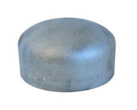 Svejse endebund i gråt metal med en diameter på 33,7 mm og en tykkelse på 3,2 mm, kvalitet P265GH.