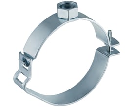 Geberit 75 mm galvaniseret rørbærer med 1/2" muffe, vist i et realistisk foto på hvid baggrund.