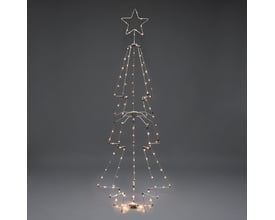 Konstsmide hvidt metaltræ på 210 cm, pyntet med 145 varmhvide LED-lys og en topstjerne.